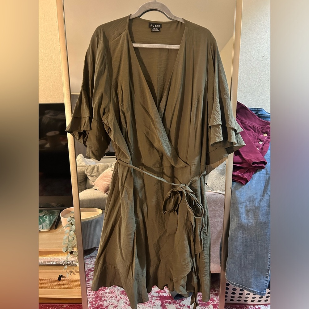 Olive green City Chic dress size XXL/24.